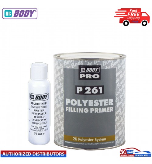 1 X HB BODY P261 POLYESTER SPRAY FILLER PRIMER WITH HARDENER 1LTR (FAST DISPATCH